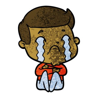vektör çizim karikatür adam ağlıyor