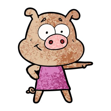 mutlu karikatür domuz vektör çizim