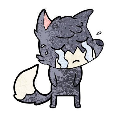 Tilki çizgi film ağlama vektör çizim