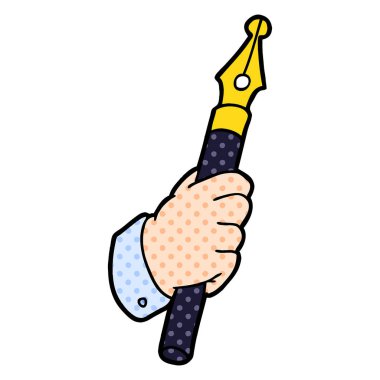 çizgi film el holding dolma kalem