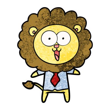 mutlu karikatür aslan vektör çizim