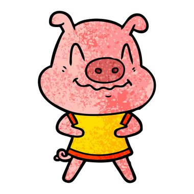 gergin çizgi film domuz vektör çizim