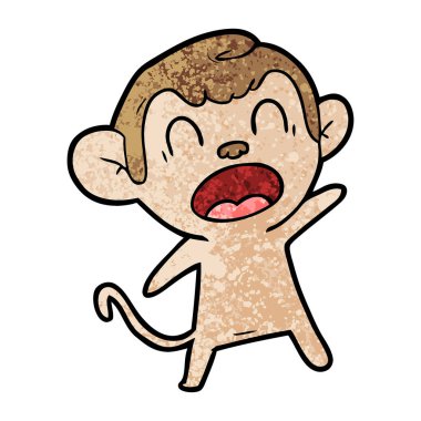 bağırarak karikatür maymun vektör çizim