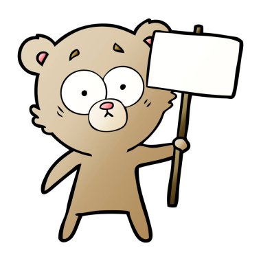 çizgi film chraracter protesto işareti ile ayı