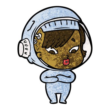 vektör çizim karikatür astronot kadın