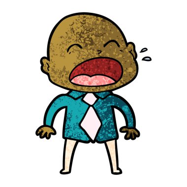 karikatür bağırarak kel adam