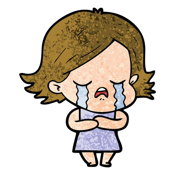 泣いている少女漫画のベクトル イラスト — ストックベクタ