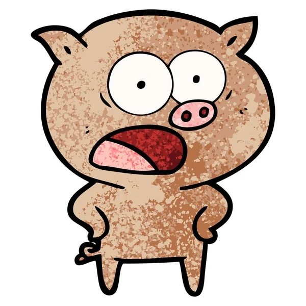 Vector Ilustración Dibujos Animados Cerdo Gritando — Vector de stock