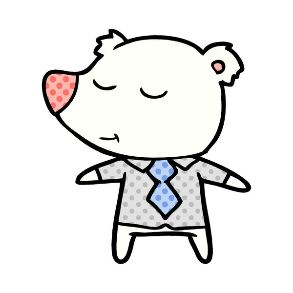 Oso Polar Camisa Corbata Dibujos Animados — Vector de stock
