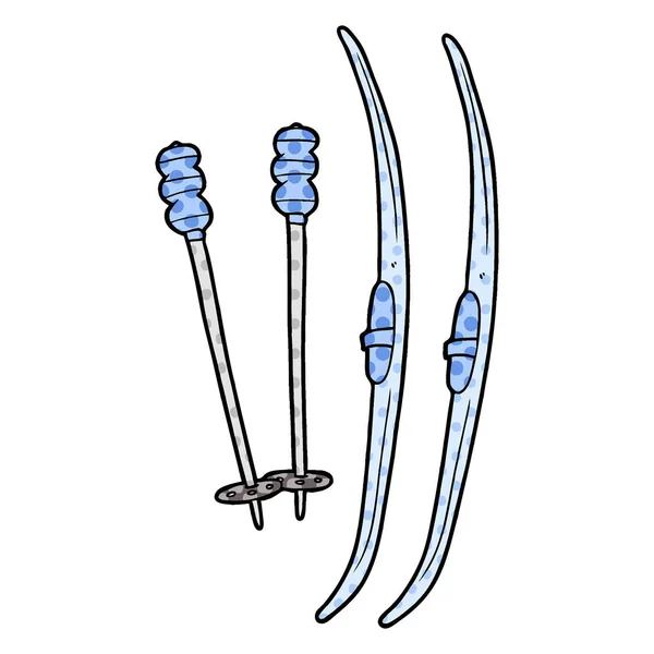 Skier Und Stöcke — Stockvektor