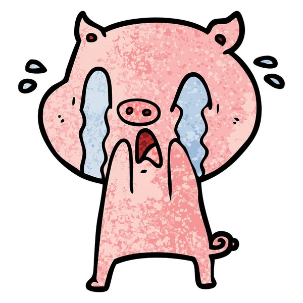 Vector Illustration Crying Pig Cartoon — Stock Vector