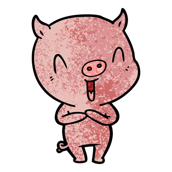 Vector Illustration Happy Cartoon Pig — Stock Vector