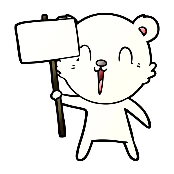 Orso Polare Con Segno Protesta Cartone Animato — Vettoriale Stock