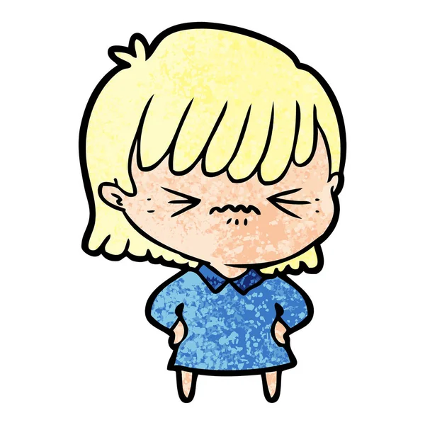 腹が立つ漫画少女のベクトル イラスト — ストックベクタ