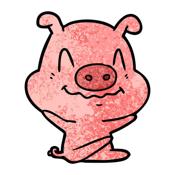 Векторная Иллюстрация Нервной Мультяшной Свиньи — стоковый вектор