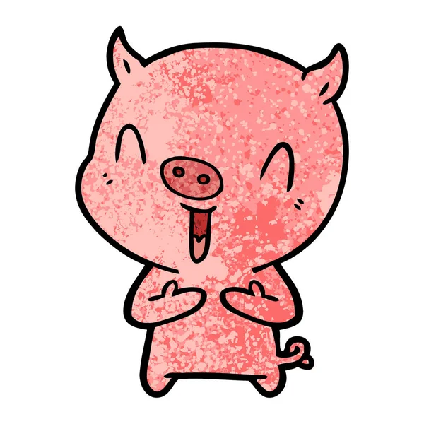 Wektor Ilustracja Kreskówka Szczęśliwy Świni — Wektor stockowy