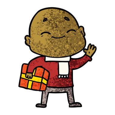 mutlu karikatür kel adam