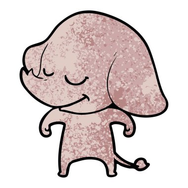 vektör çizim karikatür fil gülümseyen