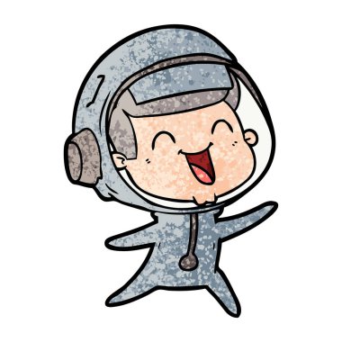 mutlu karikatür astronot vektör çizim