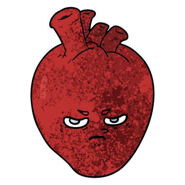 Karikatür kalp çiziminin vektör çizimi