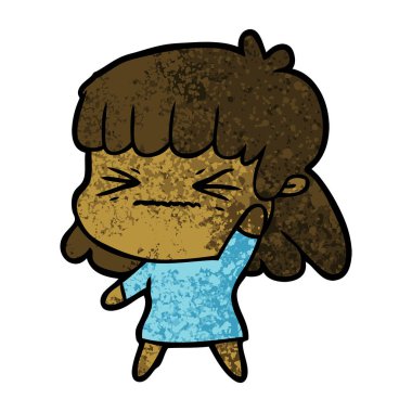 Çizgi filmdeki kadının vektör çizimi