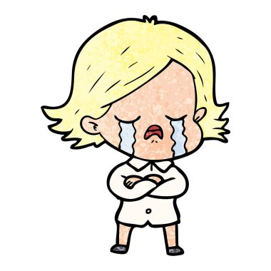 vektör çizim karikatür kız ağlıyor