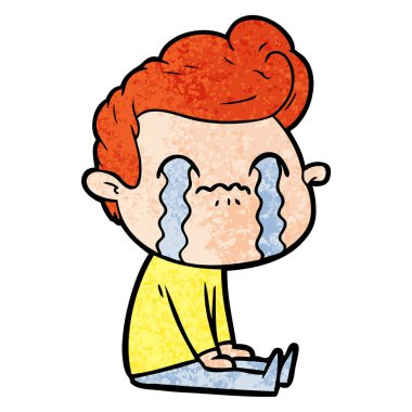 vektör çizim karikatür adam ağlıyor