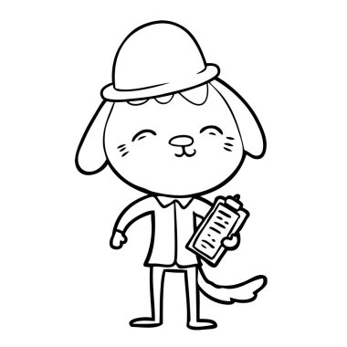 mutlu karikatür office çalışan köpek