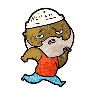 Sakallı endişeli adam çizgi film