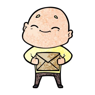 mutlu karikatür kel adam