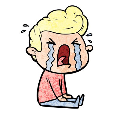 adam ağlıyor çizgi film vektör çizim