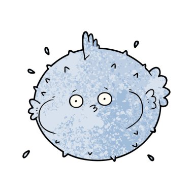 vektör çizim karikatür kirpi balığı