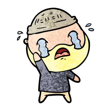 sakallı adam sallayarak veda ağlıyor çizgi film