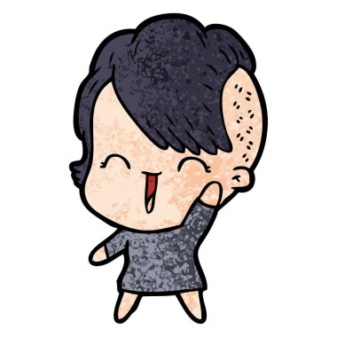 karikatür mutlu hippi kız