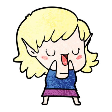 vektör çizim karikatür elf kızı