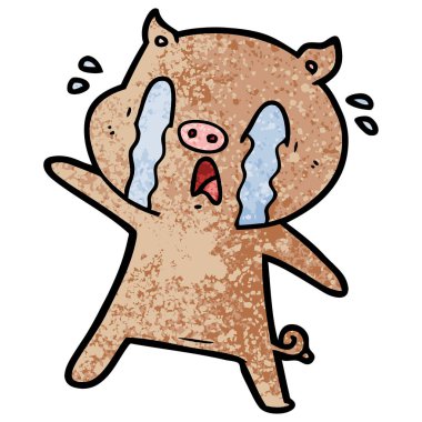 domuz karikatür ağlama vektör çizim