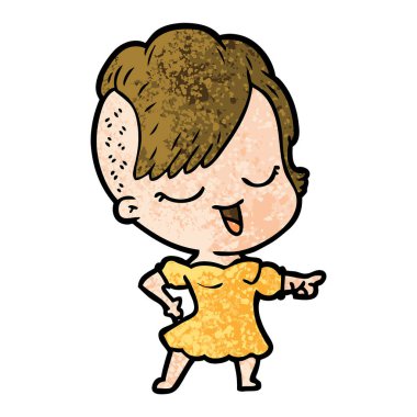 mutlu çizgi film kız vektör çizim