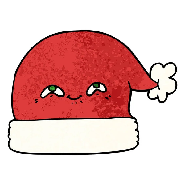 Desenho Animado Natal Papai Noel Chapéu —  Vetores de Stock