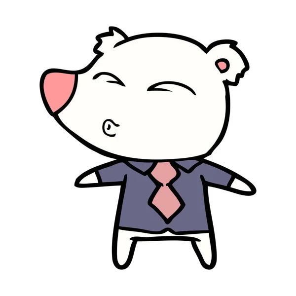 北极熊在衬衣和领带动画片 — 图库矢量图片