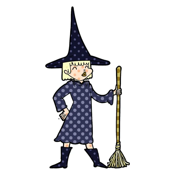 Vector Illustration Cartoon Witch — Stock Vector