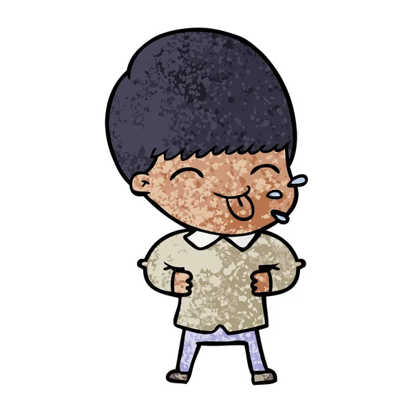 Αγόρι Καρτούν Κολλήσει Έξω Γλώσσα — Διανυσματικό Αρχείο