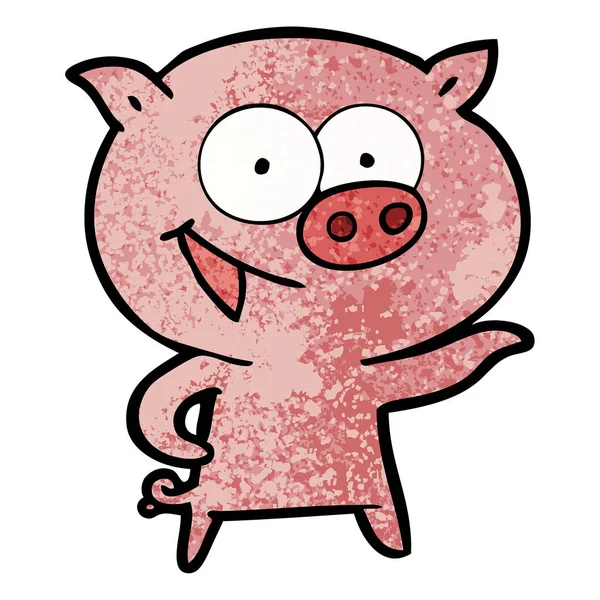 Vektor Illustration Von Fröhlichen Schwein Karikatur — Stockvektor