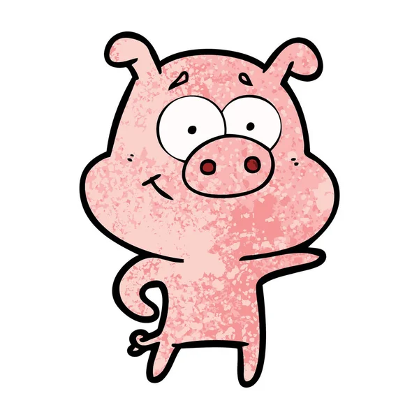 Vector Illustration Cartoon Pig Pointing — Stock Vector