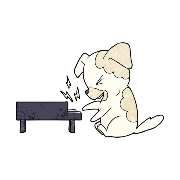 Cartoon Dog Rocking Out Piano — Stock Vector