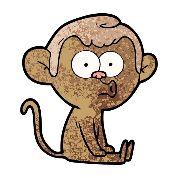 Illustrazione Vettoriale Della Scimmia Siede Fumetto Fischio Isolato Bianco — Vettoriale Stock