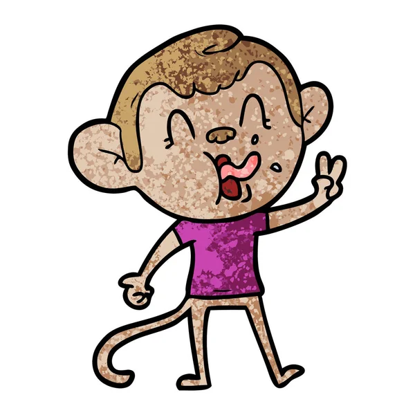 Vector Illustration Cartoon Monkey Purple Shirt Showing Tongue Isolated White — Stock Vector
