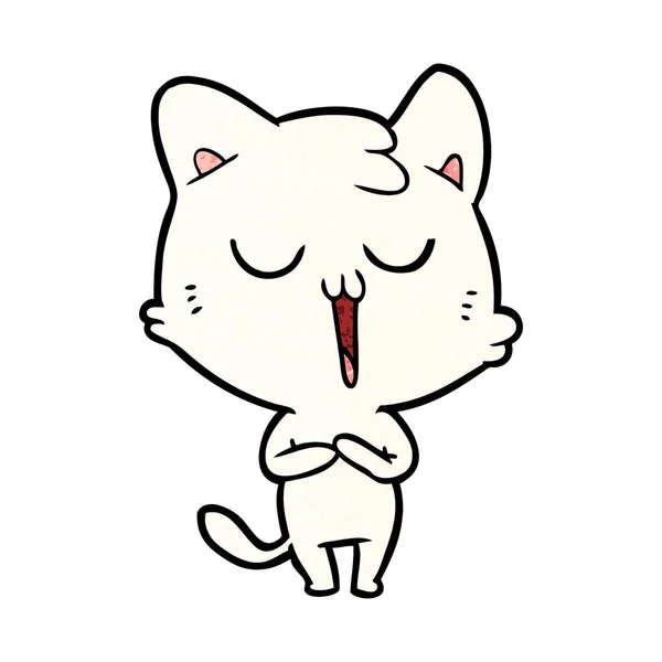 Vector Ilustración Dibujos Animados Gato Cantando — Vector de stock