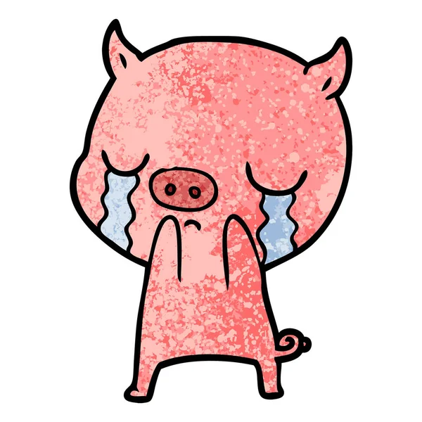 Vektor Illustration Von Cartoon Schwein Weinen — Stockvektor