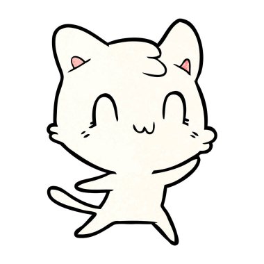 vektör çizim karikatür mutlu kedi