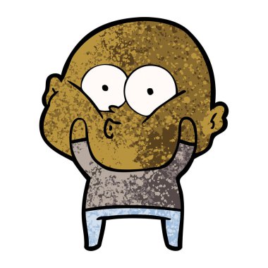 karikatür kel adam bakıyor